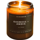 Calyan Wax Soy Wax Candle, Oakmoss & Amber Scented Candle for The Home | Premium Candle with Essential Oils | 7.2 oz 57 Hour Burn | Soy Candle in Amber Glass Jar | Aromatherapy Gift