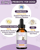 Probiotics for Dog | 60ML Liquid Probiotics for Dogs Support Gut Flora, Digestive Health & Diarrhea| Dog Digestive Enzymes & Prebiotics | Dogs Probiotics Allergies & Itchy Skin Relief | 2 fl oz, Bacon