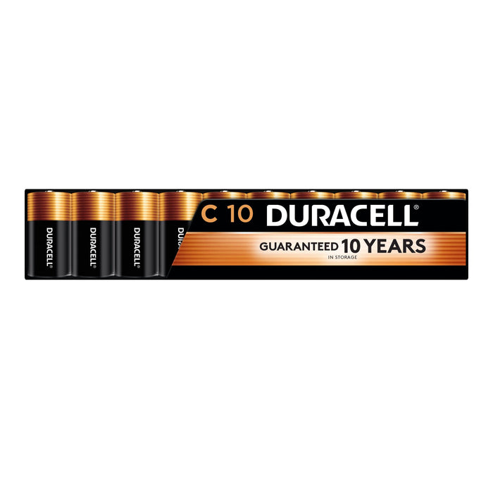 Duracell Coppertop C Batteries, 10 Count Pack, C Battery with Long-lasting Power, All-Purpose Alkaline C Battery for Household and Office Devices