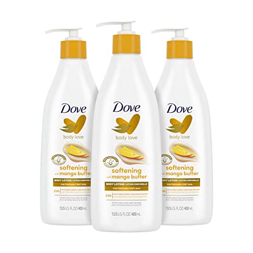 Dove Body Love Softening Body Lotion with Mango & Almond Pack of 3 For Touchably Soft Skin Butters Lotion for Dry Skin with Restoring Ceramide Serum 13.5 oz