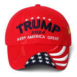 Trump 2024 Hat,3D Embroidered Trump Hat Keep America Great Donald Trump Slogan Hat Adjustable Baseball Cap (Red 2024)