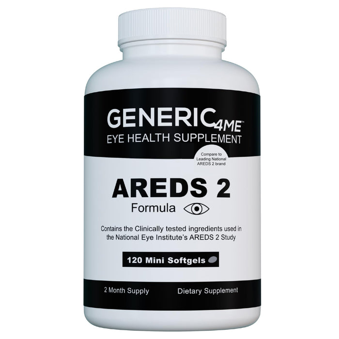 GENERIC4ME AREDS 2 SoftGels, 500 mg Vitamin C, 400 IU Vitamin E, 10 mg Lutein, 2 mg Zeaxanthin, 80 mg Zinc, 2 mg Copper - Supports Eye Health - 120 Mini SoftGels