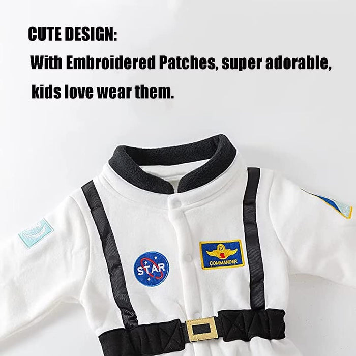 Baby Astronaut Costumes, Unisex Toddler Space Suit, Halloween Dress Up Romper Pilot Costume(White,3-4 Years Old)