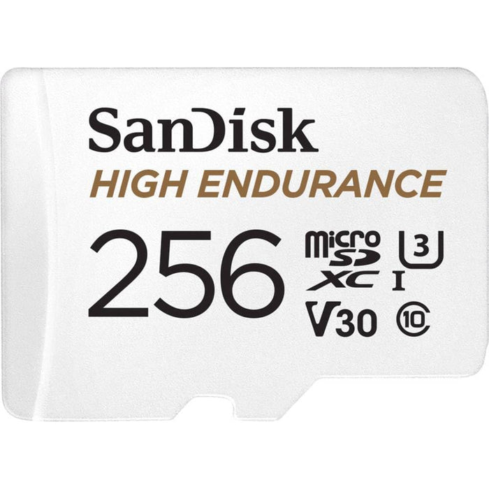 SanDisk 256GB High Endurance Video microSDXC Card with Adapter for Dash Cam and Home Monitoring systems - C10, U3, V30, 4K UHD, Micro SD Card - SDSQQNR-256G-GN6IA