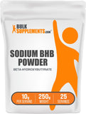 BulkSupplements.com Sodium BHB Powder - Electrolytes Supplement, Beta-HydroxyButyrate Powder, BHB Salts, BHB Supplement - Gluten Free, 10g per Serving, 250g (8.8 oz) (Pack of 1)