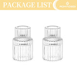 Romadedi Glass Candle Holder for Candlestick - 2Pcs Clear Small Tapered Candle Holders Wedding Decor Table Centerpiece for Candle Sticks Christmas Party Table Living Room Dinner Advent