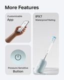 Laifen Wave Electric Toothbrush, Oscillation & Vibration Sonic Electric Toothbrush for Adults with 3 Brush Heads, IPX7 Waterproof Magnetic Rechargeable Travel Powered Toothbrush (Blue Aluminum Alloy)