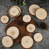 SENMUT Wood Slices 30 Pcs 3.5-4.0 inch Natural Rounds Unfinished Wooden Circles Christmas Wood Ornaments for Crafts Wood Kit Predrilled with Hole Wood Coasters, Craft Supplies for DIY and Painting