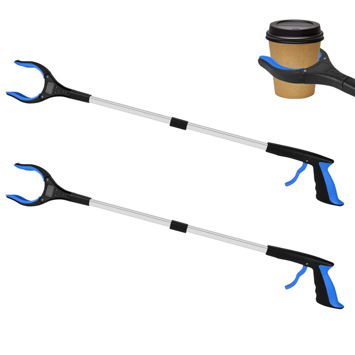 Tottist 2 Pack Grabber Reacher Tool for Elderly, 32" Extra Long Litter Stick Lightweight Handy Claw Grabber for Arm Extension Garbage Gripper Trash Pick up Litter Picker Garden(Blue Classic)