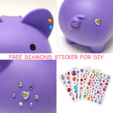 PJDRLLC Piggy Bank, Unbreakable Plastic Money Bank, Coin Bank for Girls and Boys, Medium Size Piggy Banks, Practical Gifts for Birthday, Easter, Christmas (Purple)