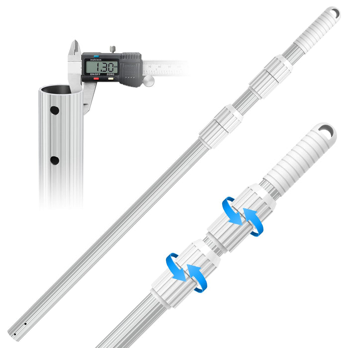 UPGRADED Pool Pole 15 Foot Telescopic Swimming Pool Poles,Telescopic Pool Cleaning Pole,Adjustable Professional Pole for Skimmer Net,Rake,Brush,Vacuum Head,Heavy Duty Aluminum Thicken 1.3mm Pole