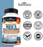 Men's Multivitamin with Vitamin C A B D3 E Zinc for Immune Support - Once Daily Supplement for Energy & Heart - Antioxidants & Digestive Enzymes for Absorption - Mental Clarity & Focus Support -60 Ct