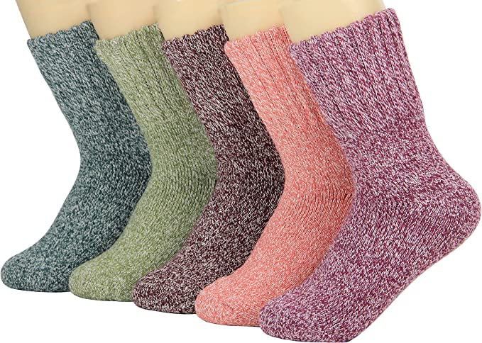 Weweya Warm Winter Socks for Women - Womens Wool Socks Winter Warm Socks Thick Knit Wool Crew Socks Long Socks Women Gifts for Christmas Blue, Green, Red, Pink, Rose