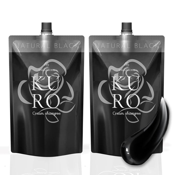 VALANROSE KURO Cream Shampoo, 14.1 oz (400 g), Natural Black (For Gray Hair/Treatment) (Set of 2)