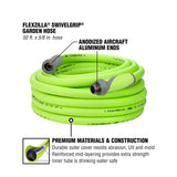 FLEXZILLA Garden Hose with SwivelGrip, 5/8 in. x 50 ft., Heavy Duty, Lightweight, Drinking Water Safe, ZillaGreen - HFZG550YWS-E