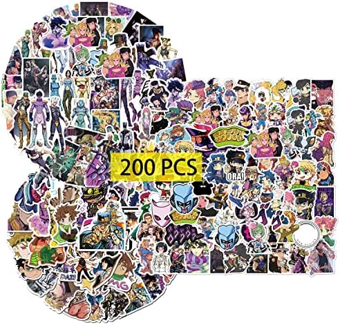 Pounchi Bizarre Amine Stickers (200 Pcs) Cool Anime Stickers Merchandise Gifts for Party Supplies Decorations Laptop Water Bottle Vinyl Stickers for Teens Kids