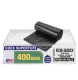 Aluf Plastics Coex Low Density Blend Star Seal Bag on Coreless Roll, 55-60 Gallon Capacity, 58" Length x 38" Width, 1.7 Mil (eq), Black (Pack of 400)