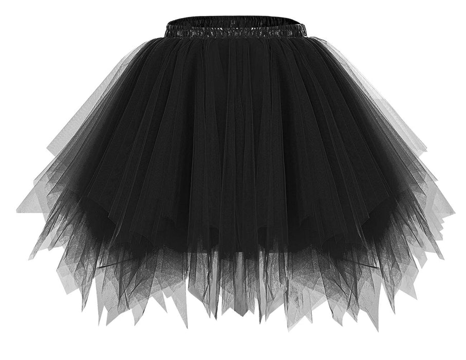 Christmas Black Tutu Skirt for Women 50s Vintage Ballet Bubble Dance Skirts for Cosplay Party Black S