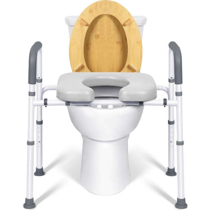 Bogural Raised Toilet Seat with Handles, Height Adjustable Elevated Toilet Seat Riser, 400 lbs Toilet Seat Riser for Seniors, Disabled and Pregnant, Fit Any Toliet