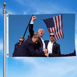 Donald Trump 2024 Election Shot Survived Fight Fist Flag PA Rally Ear Bullet-Proof Banner Vote 3X5 Feet