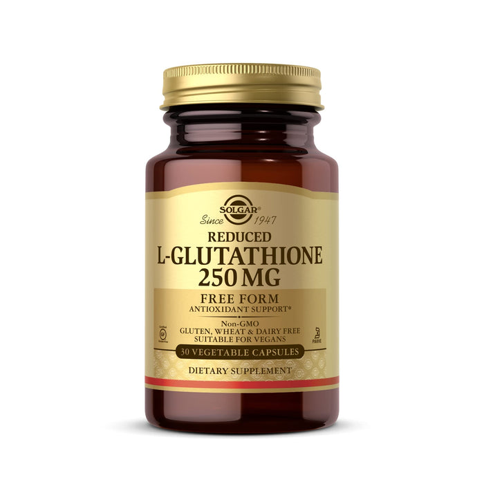 Solgar Reduced L-Glutathione 250 mg, 30 Vegetable Capsules - Antioxidant Support - Free Form Amino Acids - Non-GMO, Vegan, Gluten Free, Dairy Free, Kosher - 30 Servings