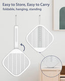 Electric Fly Swatter Racket Fly Zapper - Powerful 4000V Mosquito Zapper Racket & Night Bug Zapper 2 Modes, Foldable Hanging Standing Handheld Rechargeable Fly Killer, 3-Layer Safe for Humans Pets