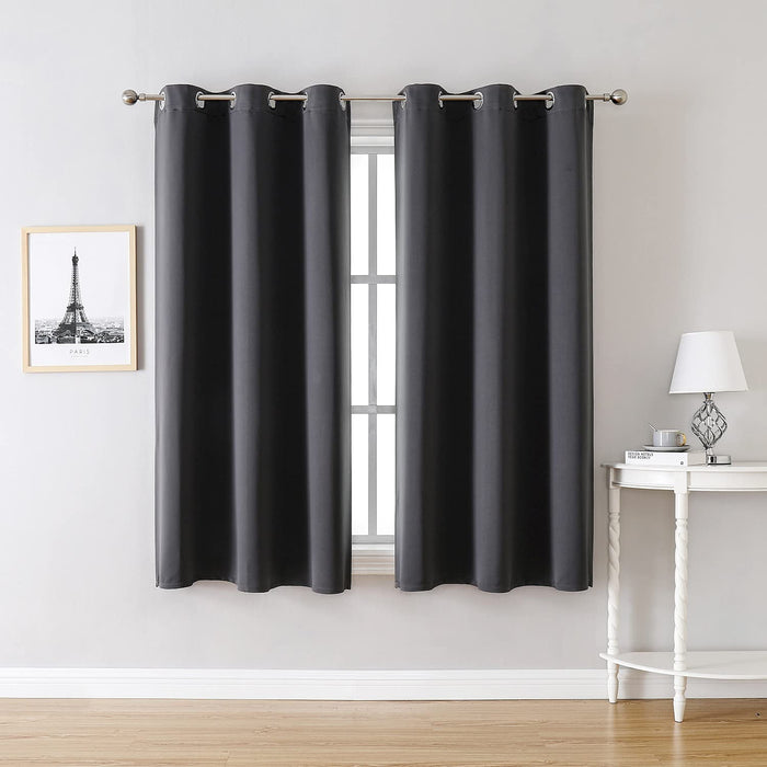 ChrisDowa Grommet Blackout Curtains for Bedroom and Living Room - 2 Panels Set Thermal Insulated Room Darkening Curtains (Dark Grey, 42 x 63 Inch)