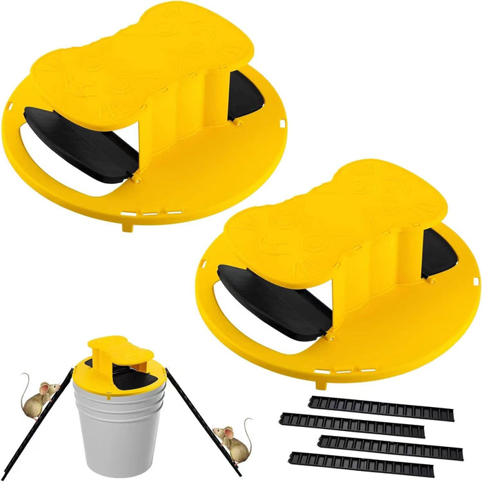 Mouse Trap Bucket ，Bucket Lid Rat Trap,Auto Reset Multi Catch Humane Rat Trap for Indoor Outdoor, Compatible 5 Gallon Bucket-2 Pack