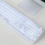 ZDawnn Gaming Keyboard with Retro Punk Typewriter Style. Blue Switch, Stylish White Backlight and White Mechanical Keyboard, Wired USB-A. for Game and Work.