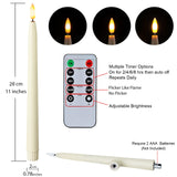 Homemory 11 inches Waxy Flameless Taper Candles with Remote Timer Dimmer, 6 Pcs Battery Operated Taper Candles with Flickering Flame, Ivory LED Candlesticks for Wedding, Christmas Indoor Decoration