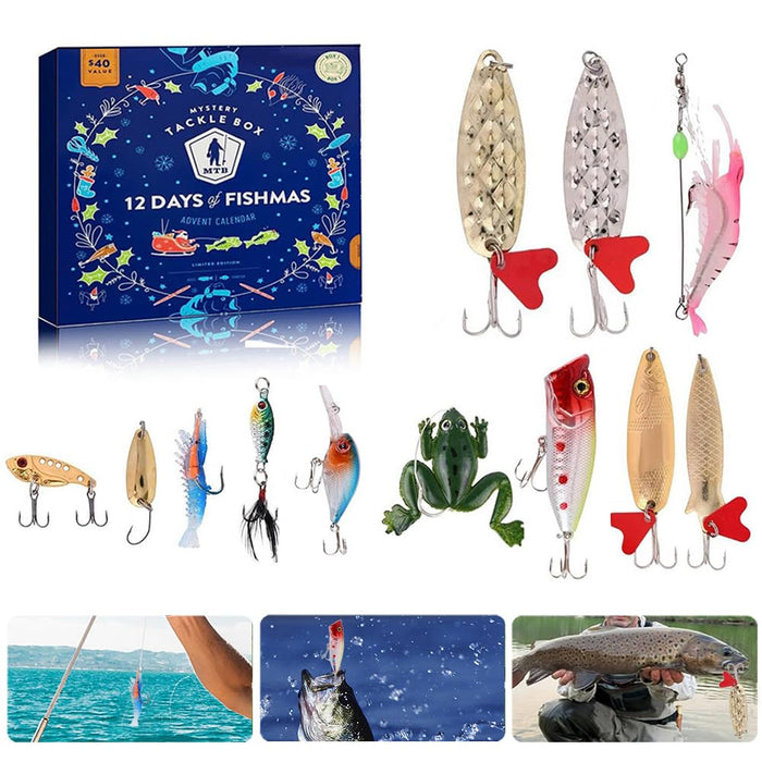 Fishing Advent Calendar, Fishing Christmas Countdown, 24 Days Fishing Lure Set, 2024 Xmas Surprise Gift for Fishing Lover Fisher Adult Men Teen Boys Father Boyfriend Grandpa (Style D)