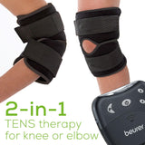 Beurer EM29 2-in-1 Knee and Elbow TENS Machine for Pain Relief with 20 Intensity Levels, 4 Programs, and Reusable Water Contact Electrodes, Digital Muscle Stimulator Device