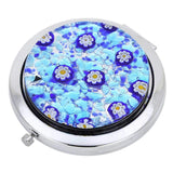 GlassOfVenice Murano Glass Millefiori Folding Compact Mirror - Aqua Blue