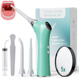 ALITAKE Electronic Vacuum Tonsil Stone Remover - Tonsil Stone Removal Kit with Built-in LED Light & 3 Suction Mode - Fight Bad Breath Oral Irrigator & 5X Magnifying Mirror for Tonsil Stone Removal - Green