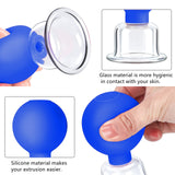 CFHBF 4 Size Facial Cupping Therapy Set Glass, Eye Face Vacuum Massage Anti Cellulite Cup - Silicone Cupping Massage Therapy, for Beauty Body Cup Fascia Massager(Softcover-Blue)