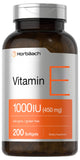 Horbäach Vitamin E 1000 IU Softgel Capsules | 200 Count | Non-GMO, Gluten Free, Preservative Free | Vitamin E Oil