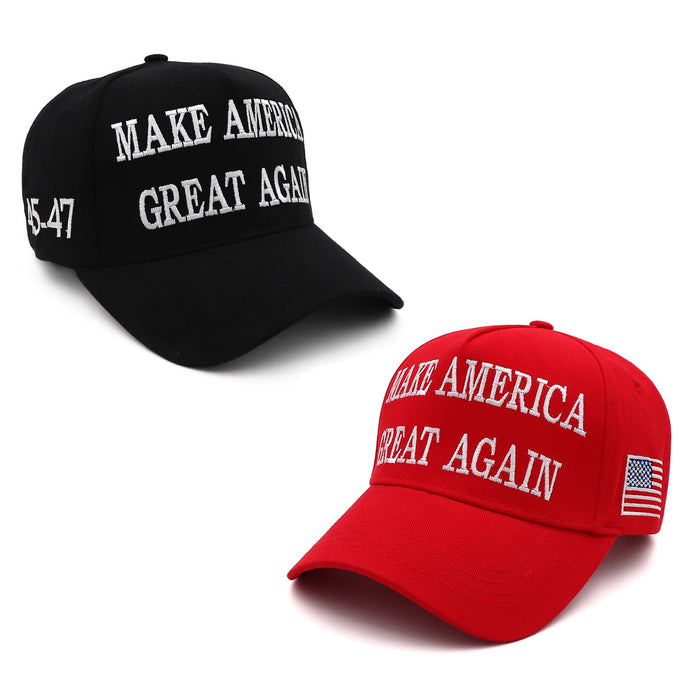 Trump 2024 Hat 45-47 MAGA Hat Make America Great Again Donald Trump Slogan with USA Flag Embroidery Adjustable Baseball Cap