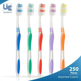 Urban Essentials Bulk Toothbrush Package with Covers | Premium Quality Individually Wrapped Colorful Tooth Brush Pack | Extra Soft Toothbrush Having Hygienic Cap with Ergonomic Handle (250 Pack)