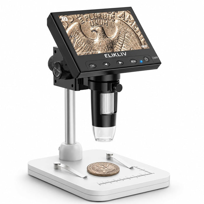 Elikliv Microscope, Digital Coin Microscope 1000x with Lights, EDM4, 4.3''