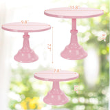 3Pcs Cake Stand, Pink Round Cupcake Stand 8/10/12Inch Dessert Display Stand Cupcake Holder Pastry Serving Plate for Baby Shower Wedding Birthday Party Celebration Home Decoration