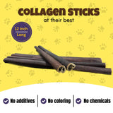 Woofley's 12 Inch Beef Collagen Sticks for Dogs (8 Count) - Collagen Chews for Dogs - Bully Stick Rawhide Alternative Dog Chews No Hide Bones for Medium & Large Dogs