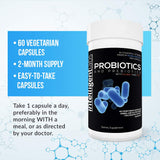 Intelligent Labs 50 Billion CFU Probiotic with Prebiotics, No Refrigeration Needed, with Sunfiber and FOS for 10x More Effectiveness, 2 Months Supply Per Bottle