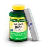 Spring Valley, Ginger Root Capsules 550 MG, Ginger Root, Capsules 100 Count + 7 Day Pill Organizer Included (Pack of 1)