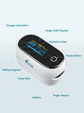 HIHBI AOJ-70B Pulse oximeter, blood oxygen meter finger (SpO2) with Plethysmograph and Perfusion Index, portable OLED color display and battery included.