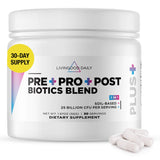 Livingood Daily Pre Pro Post Biotics Blend Powder - Probiotics for Women & Men - Prebiotics from Blue Agave & SBO Probiotics - Digestive Health Supplement Supports Gut Health - Non-GMO, 30 Servings