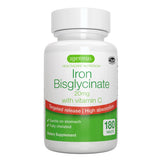 High Absorption Chelated Iron Bisglycinate 20mg with Vitamin C, Non Constipating Gentle Iron, 180 Tablets, Targeted Release, One Daily, Vegan, by Igennus