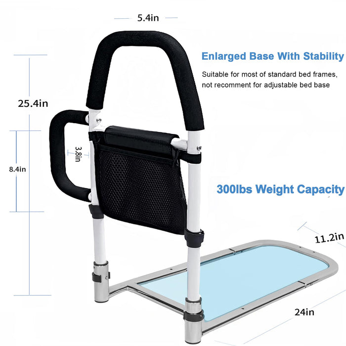 LEACHOI Bed Rails for Elderly Adults - Bed Assist Rail with Dual Nonslip Handles & Fall Prevention Guard - Bed Assist bar with Storage Bag, fits King, Queen, Full, Twin, Support up to 350lbs