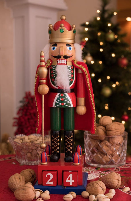 Clever Creations Wooden Christmas Nutcracker Advent Calendar, Countdown to Christmas, Festive Holiday Decoration, King