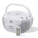 Retekess TR621 CD and Cassette Player Combo, Portable Boombox AM FM Radio, Tape Recording, Stereo Sound with Remote Control, USB, Micro SD, for Family(White)