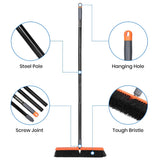 TreeLen 18 inch Push Broom Outdoor - Heavy Duty Broom for Driveways, Sidewalks, Patios and Deck Cleans Dirt, Debris, Sand, Mud, Leaves and Water-18 Wide Bristles